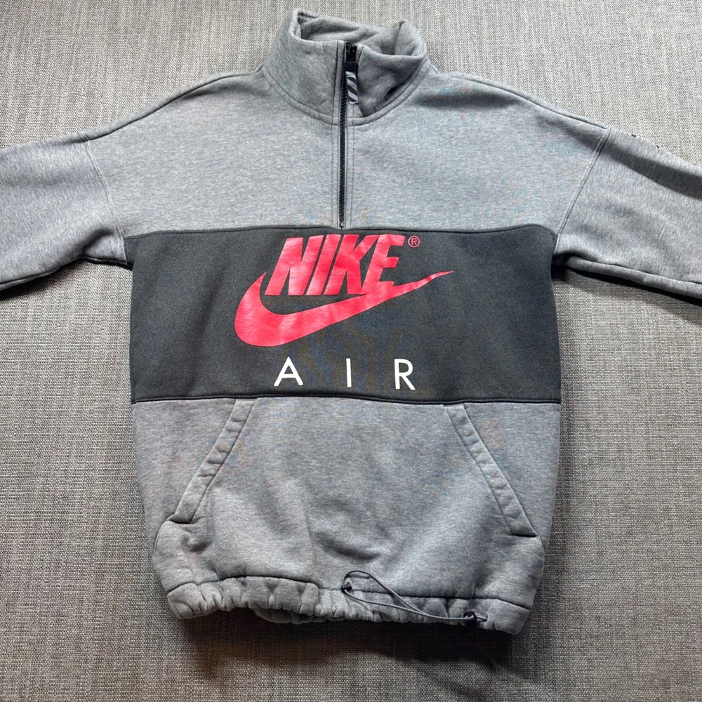 Nike Quarter Zip Sweatshirt Mens Small Grey  Nike Air Colorblock Fleece‎